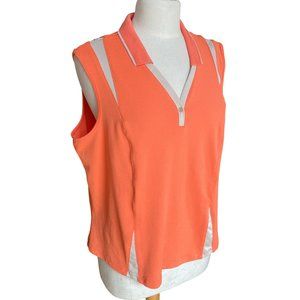 Bette & Court Waffle Knit Sleeveless Golf Polo Top Mesh Panels Performance -XL